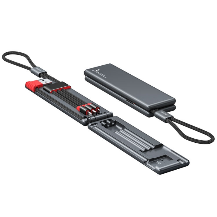 Oatsbasf 03083 휴대용 다기능 마이크로 USB + USB-C / 타입-C + 8핀 3 in 1 충전 케이블, 흰색, 회색, 주황, 녹색