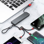 Oatsbasf 03083 휴대용 다기능 마이크로 USB + USB-C / 타입-C + 8핀 3 in 1 충전 케이블, 흰색, 회색, 주황, 녹색