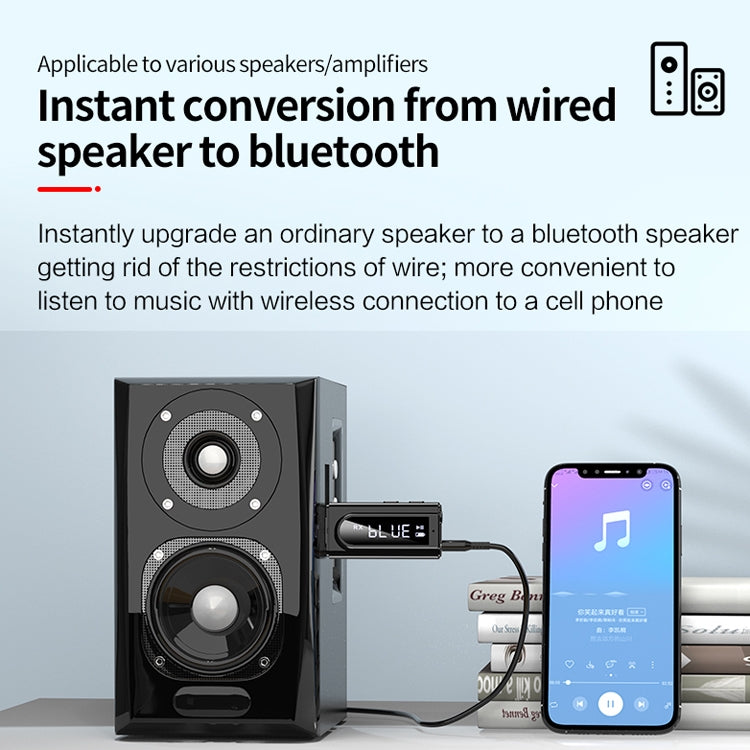 USB 차량용 블루투스 5.0 어댑터 수신기 FM + AUX 오디오 듀얼 출력 스테레오 송신기, K9 화이트