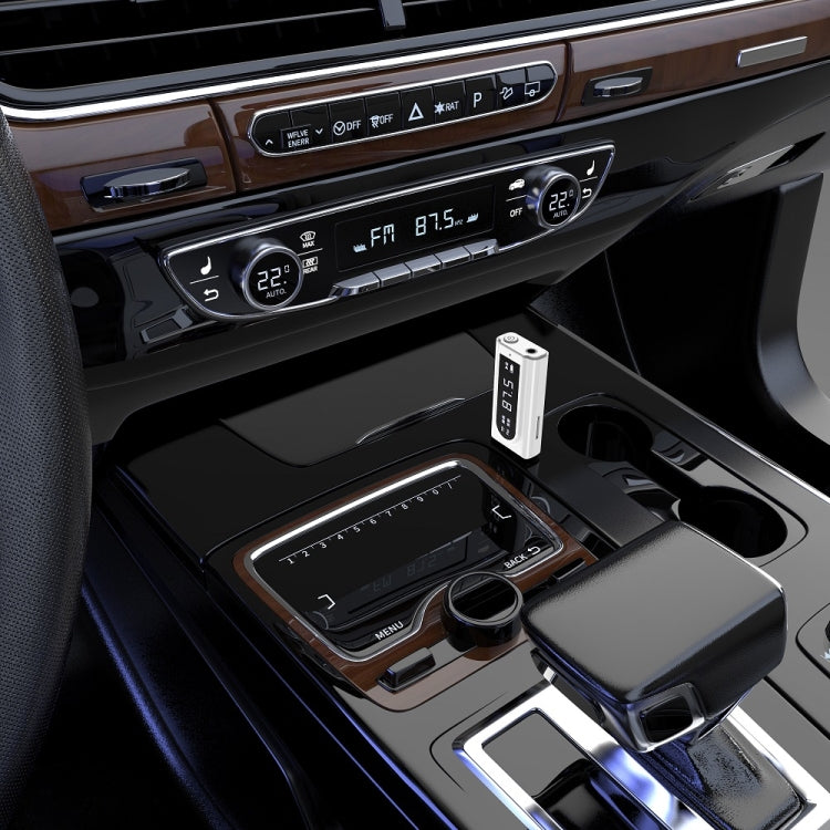 USB 차량용 블루투스 5.0 어댑터 수신기 FM + AUX 오디오 듀얼 출력 스테레오 송신기, K9 화이트