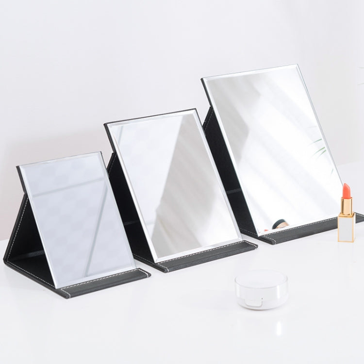 Folding Portable High-definition Makeup Mirror PU Leather Desktop Vanity Mirror,Size: Medium (Pink), Extra Large (Black), Extra Large (White), Large (Black), Medium (Black)