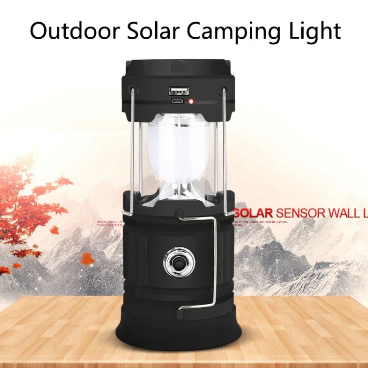 5803 태양광 캠핑 램프 야외 LED 비상 휴대용 조명 USB 출력 지원, 태양광 + USB