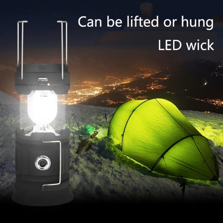 5803 태양광 캠핑 램프 야외 LED 비상 휴대용 조명 USB 출력 지원, 태양광 + USB