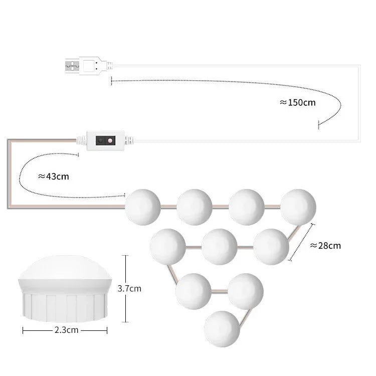 LED 메이크업 거울 조명 뷰티 보조 조명 손 스윕 센서 거울 전면 조명, 2개 전구, 6개 전구, 10개 전구, 14개 전구