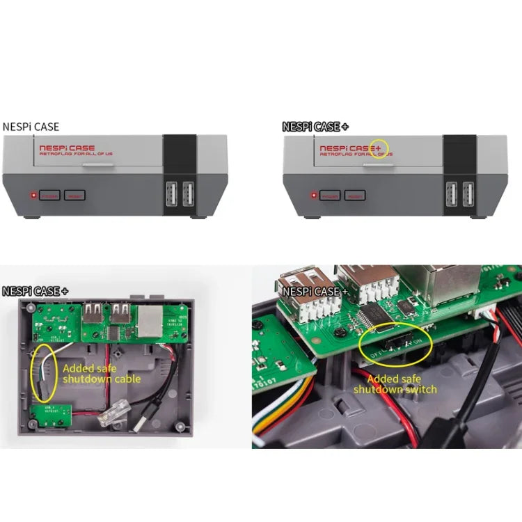 Retroflag NESPi 케이스+ LED 표시등 포함 게임 콘솔 박스, Raspberry Pi용, Retroflag NESPi 케이스+