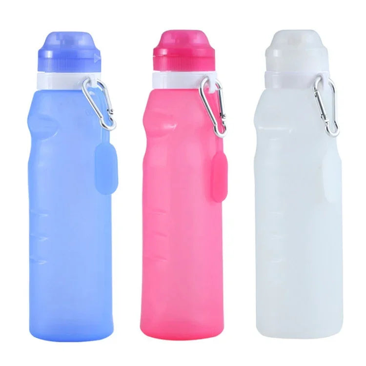 XC-282 600ml 실리콘 접이식 컵 아웃도어 캠핑 사이클링 스포츠 주전자, 흰색, 분홍, 파랑, 자몽색