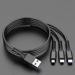 2개입 ZZ034 USB to 8핀 + USB-C / 타입-C + 마이크로 USB 3-in-1 고속 충전 케이블, 스타일:, 5A 슈퍼 패스트-블랙, 미니-실버, 미니-레드, 미니-블루, 미니-블랙