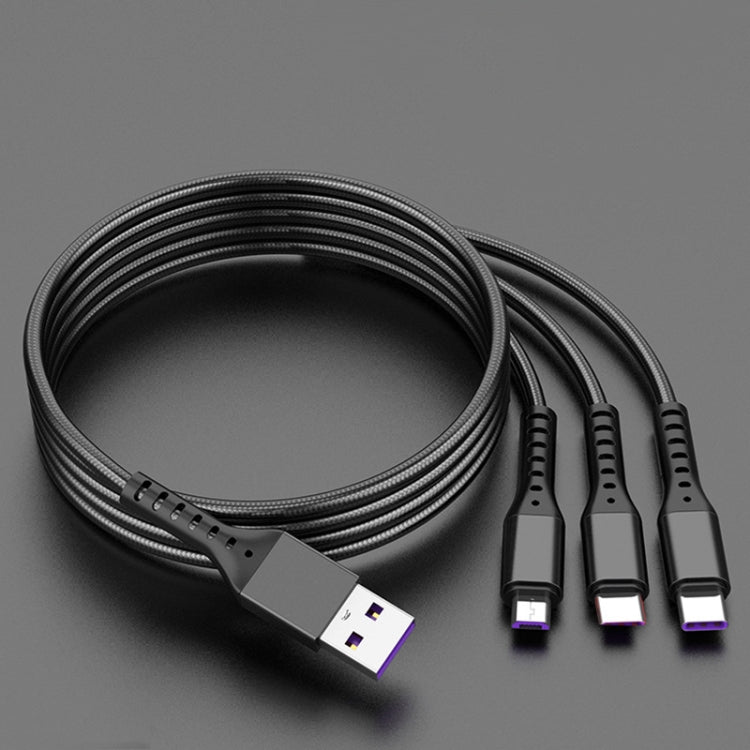 2개입 ZZ034 USB to 8핀 + USB-C / 타입-C + 마이크로 USB 3-in-1 고속 충전 케이블, 스타일:, 5A 슈퍼 패스트-블랙, 미니-실버, 미니-레드, 미니-블루, 미니-블랙