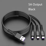 2개입 ZZ034 USB to 8핀 + USB-C / 타입-C + 마이크로 USB 3-in-1 고속 충전 케이블, 스타일:, 5A 슈퍼 패스트-블랙, 미니-실버, 미니-레드, 미니-블루, 미니-블랙