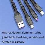 2개입 ZZ034 USB to 8핀 + USB-C / 타입-C + 마이크로 USB 3-in-1 고속 충전 케이블, 스타일:, 5A 슈퍼 패스트-블랙, 미니-실버, 미니-레드, 미니-블루, 미니-블랙