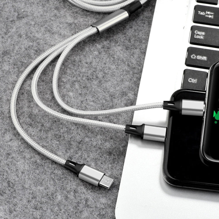 2개입 ZZ034 USB to 8핀 + USB-C / 타입-C + 마이크로 USB 3-in-1 고속 충전 케이블, 스타일:, 5A 슈퍼 패스트-블랙, 미니-실버, 미니-레드, 미니-블루, 미니-블랙