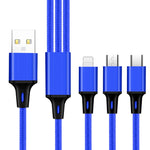 2개입 ZZ034 USB to 8핀 + USB-C / 타입-C + 마이크로 USB 3-in-1 고속 충전 케이블, 스타일:, 5A 슈퍼 패스트-블랙, 미니-실버, 미니-레드, 미니-블루, 미니-블랙