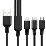 2개입 ZZ034 USB to 8핀 + USB-C / 타입-C + 마이크로 USB 3-in-1 고속 충전 케이블, 스타일:, 5A 슈퍼 패스트-블랙, 미니-실버, 미니-레드, 미니-블루, 미니-블랙