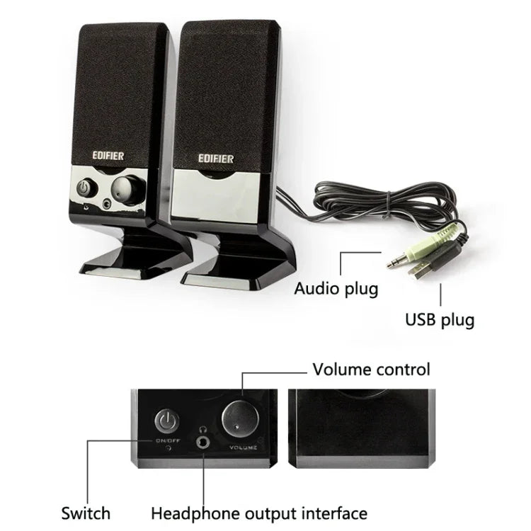 에디파이어 R10U 미니 USB 노트북 스피커, R10U 블랙