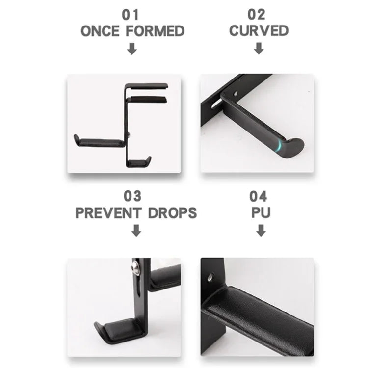 JD039 Metal Clip Earphone Holder Desktop Headset Hook, White, Black