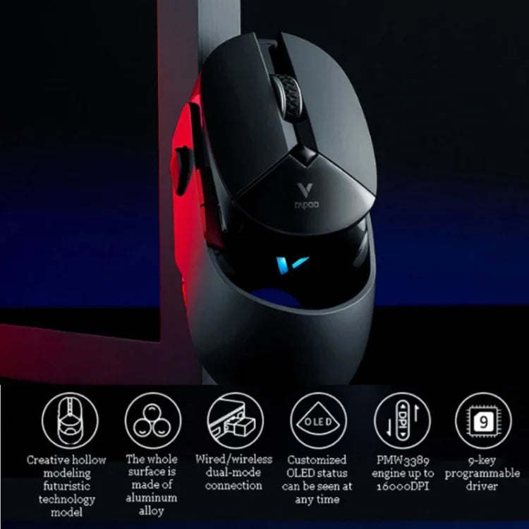 Rapoo VT960 1600 DPI 7키 듀얼 모드 매크로 프로그래밍 심포니 RGB 백라이트 무선 게이밍 마우스