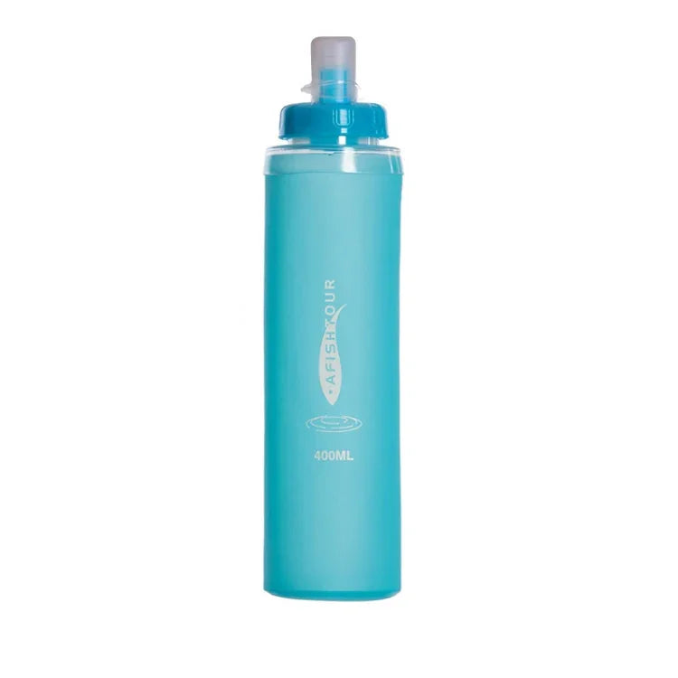 AFISHTOUR TPU 야외 스포츠 소프트 워터 백 마라톤 물병 접이식 물주머니, 용량:, 400ml (파랑), 400ml (투명), 300ml (파랑), 300ml (투명)