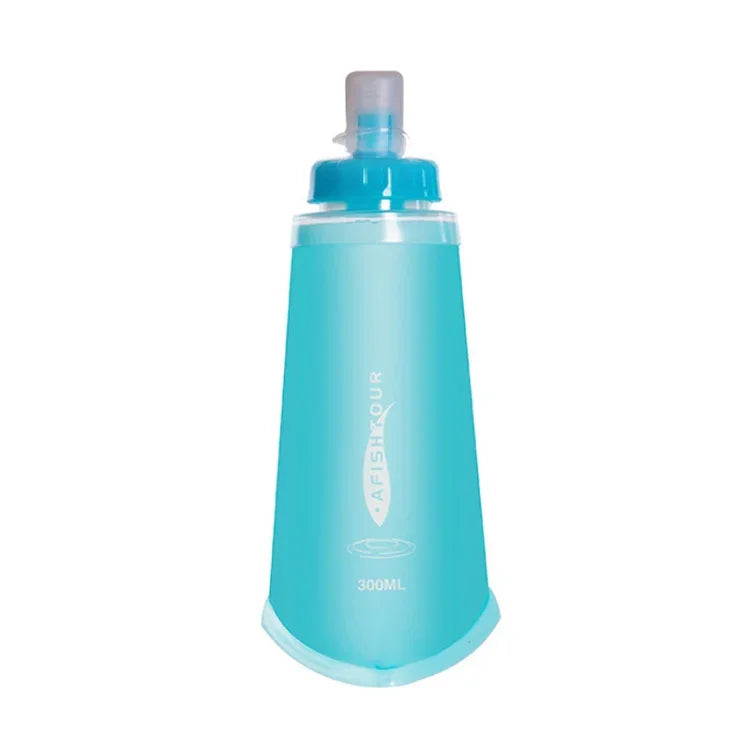 AFISHTOUR TPU 야외 스포츠 소프트 워터 백 마라톤 물병 접이식 물주머니, 용량:, 400ml (파랑), 400ml (투명), 300ml (파랑), 300ml (투명)