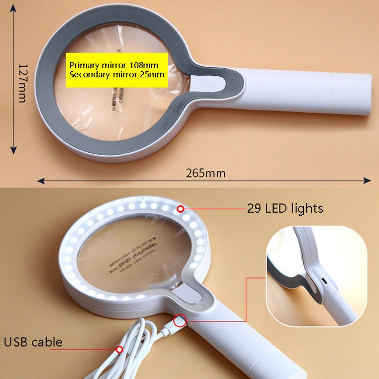 29개의 LED 조명과 3단 젤링 터치 스위치가 있는 XT-8013 확대경 2배 / 13배 휴대용 확대경, XT-8013 (화이트+그레이), XT-8013(화이트+다크 블루)