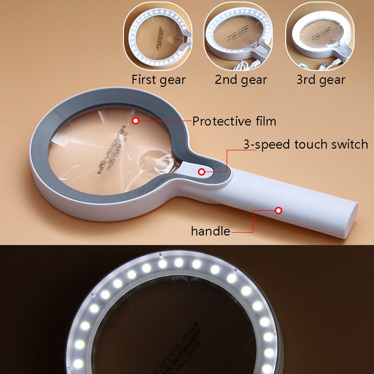 29개의 LED 조명과 3단 젤링 터치 스위치가 있는 XT-8013 확대경 2배 / 13배 휴대용 확대경, XT-8013 (화이트+그레이), XT-8013(화이트+다크 블루)