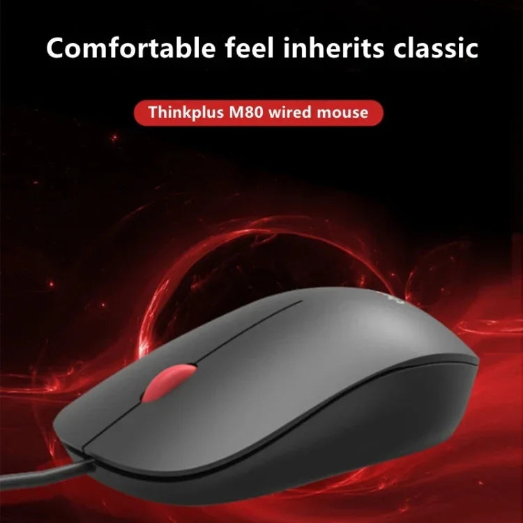 Lenovo Thinkplus M80 오피스 경량 인체공학 노트북 마우스, 유선, 무선