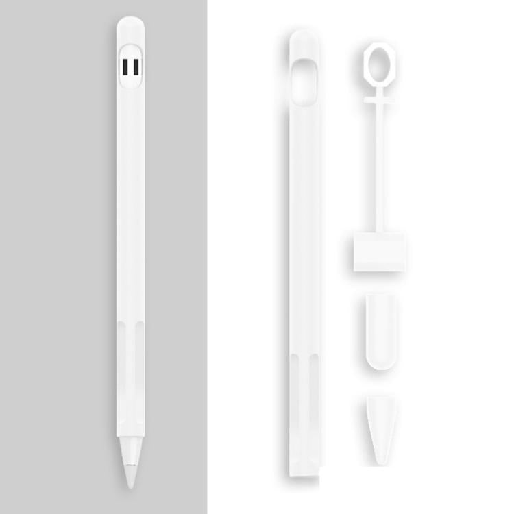 2 Sets 4 In 1 Stylus Silicone Protective Cover + Anti-Lost Rope Set For Apple Pencil 1, Jade White, Ink Black, Mint Green, Fresh Pink, Red, Midnight Blue, Business Gray