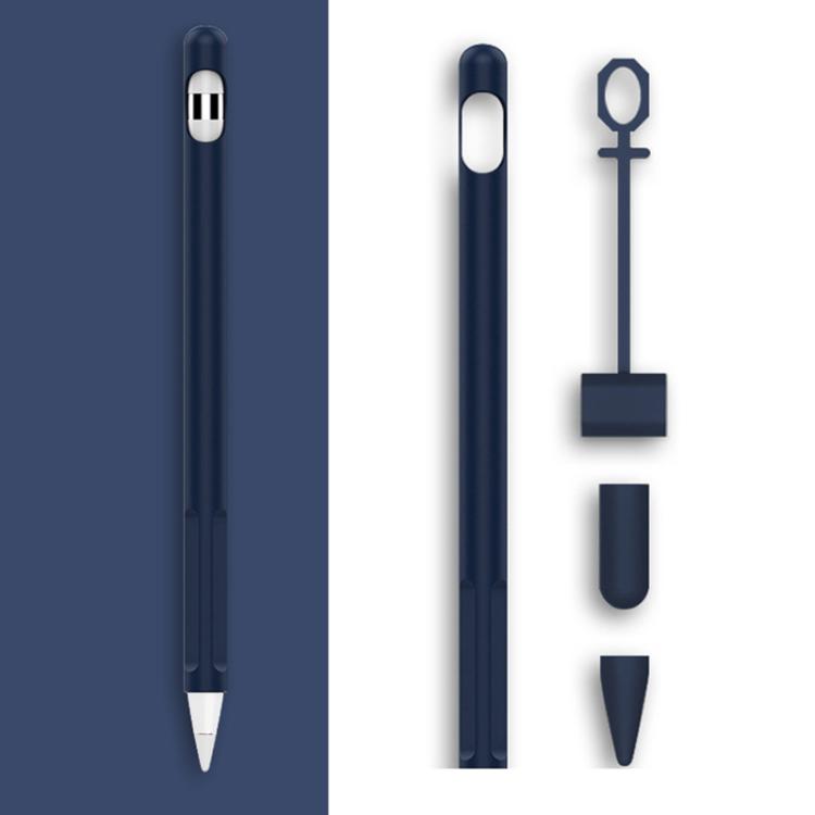 2 Sets 4 In 1 Stylus Silicone Protective Cover + Anti-Lost Rope Set For Apple Pencil 1, Jade White, Ink Black, Mint Green, Fresh Pink, Red, Midnight Blue, Business Gray