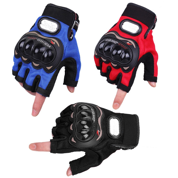 PRO-BIKER PRO01C 야외 사이클링 장갑 오토바이 낙하 방지 안전 보호 반손가락 장갑, M, L, XL, XXL