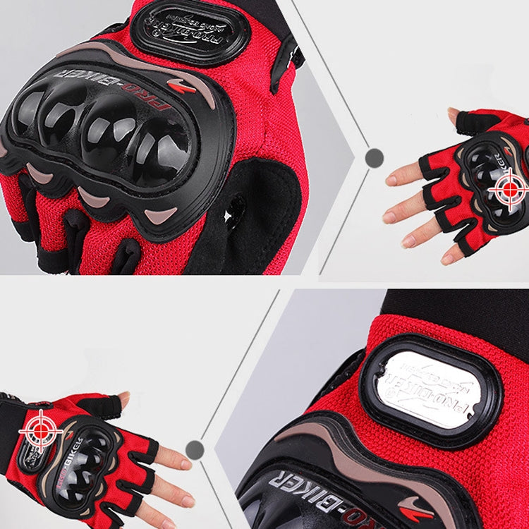 PRO-BIKER PRO01C 야외 사이클링 장갑 오토바이 낙하 방지 안전 보호 반손가락 장갑, M, L, XL, XXL