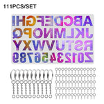 111개 세트 DIY 미러 실리콘 펜던트 몰드, 크리스탈 에폭시 키 펜던트 세트, 111개 세트
