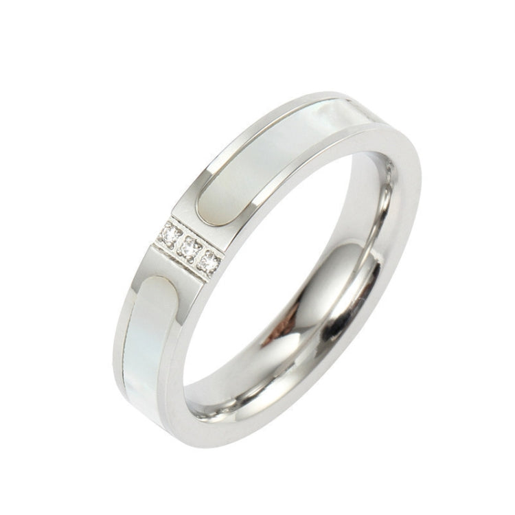 Three Diamonds Color Shell Diamond Ring Titanium Steel Gold-Plated Couple Ring, 5 US Size, 6 US Size, 7 US Size, 8 US Size, 9 US Size, 10 US Size
