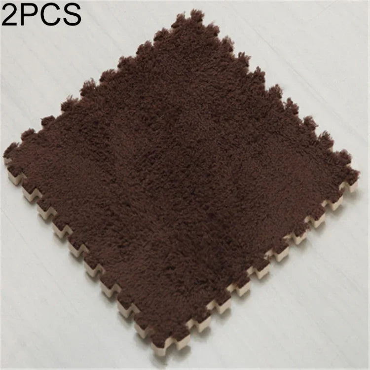 2개 거실 침실 어린이용 부드러운 카펫 매직 패치워크 직소 조각 머리 등반 아기 매트 30x30cm, 장미 빨강, 낙타색, 보라색, 커피색, 파랑, 분홍, 초록, 흰색, 회색