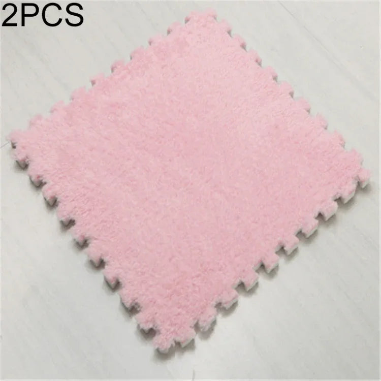 2개 거실 침실 어린이용 부드러운 카펫 매직 패치워크 직소 조각 머리 등반 아기 매트 30x30cm, 장미 빨강, 낙타색, 보라색, 커피색, 파랑, 분홍, 초록, 흰색, 회색