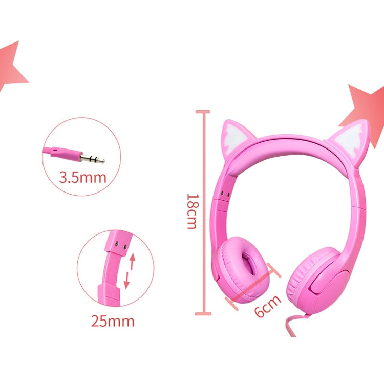 LX-K06 3.5mm 유선 어린이 학습용 빛나는 고양이 귀 헤드셋, 케이블 길이 1.2m, 핑크, 퍼플, 블루, 오렌지
