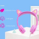 LX-K06 3.5mm 유선 어린이 학습용 빛나는 고양이 귀 헤드셋, 케이블 길이 1.2m, 핑크, 퍼플, 블루, 오렌지