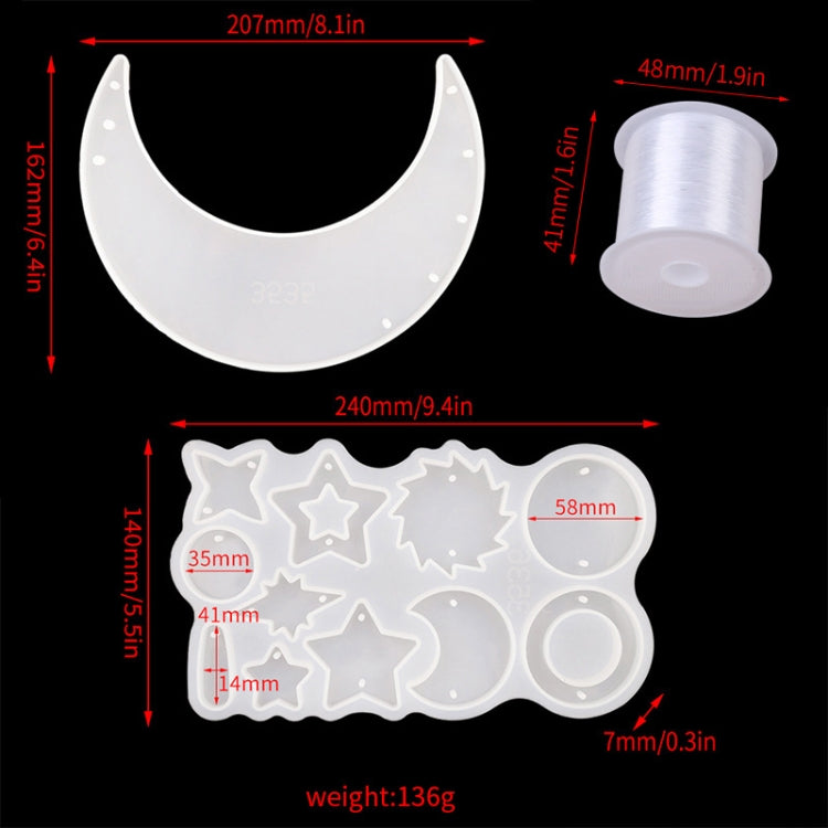 DIY 풍경 에폭시 몰드 달 펜던트 풍경 걸이 세트 몰드, 스타일:, MD3535 + MD3536, MD3535 + MD3536 + 낚시줄