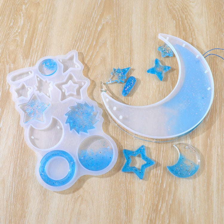 DIY 풍경 에폭시 몰드 달 펜던트 풍경 걸이 세트 몰드, 스타일:, MD3535 + MD3536, MD3535 + MD3536 + 낚시줄