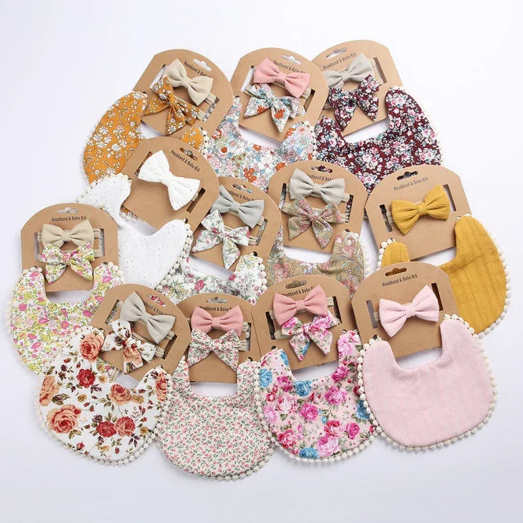 아기 리넨 코튼 양면 프린트 침 흡수 타월 헤어밴드 세트, DP021-1, DP021-2, DP021-3, DP021-4, DP021-5, DP021-6, DP021-7, DP021-13, DP021-9, DP021-10, DP021-11, DP021-12