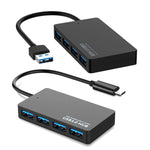 KYTC47 4포트 USB 어댑터 케이블 고속 USB 도킹 스테이션 다중 인터페이스 허브 컨버터, 블랙 USB 3.0, 블랙 Type-C