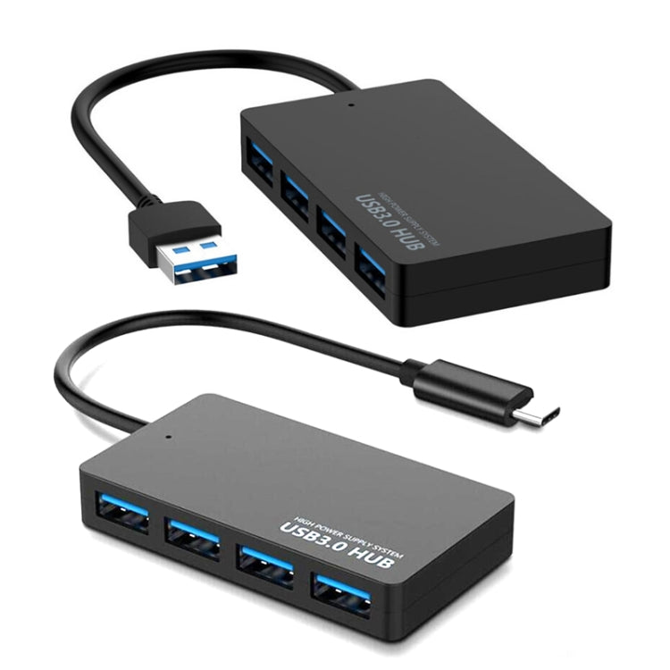 KYTC47 4포트 USB 어댑터 케이블 고속 USB 도킹 스테이션 다중 인터페이스 허브 컨버터, 블랙 USB 3.0, 블랙 Type-C
