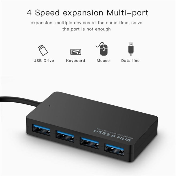 KYTC47 4포트 USB 어댑터 케이블 고속 USB 도킹 스테이션 다중 인터페이스 허브 컨버터, 블랙 USB 3.0, 블랙 Type-C