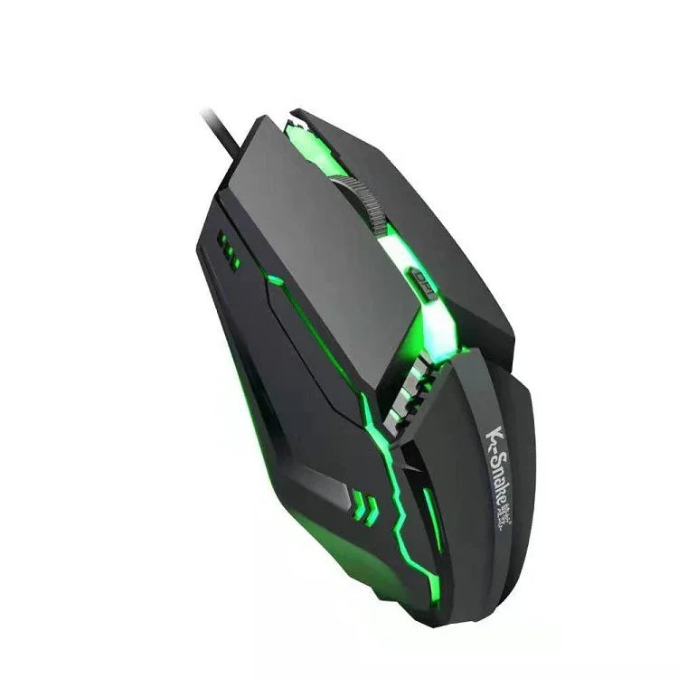 2개입 K-스네이크 M11 4키 1600DPI 발광 게임 유선 마우스 노트북 데스크탑 USB 유선 마우스, 케이블 길이: 1.5m