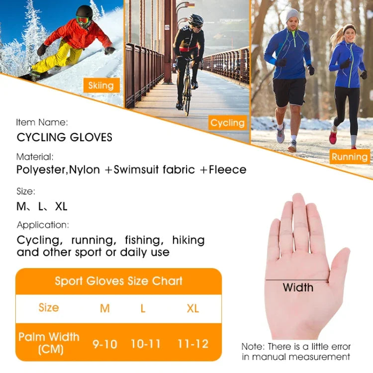 WEST BIKING YP0211220 겨울용 따뜻한 플리스 스키 장갑 실리콘 미끄럼 방지 라이딩 장갑, M, L, XL