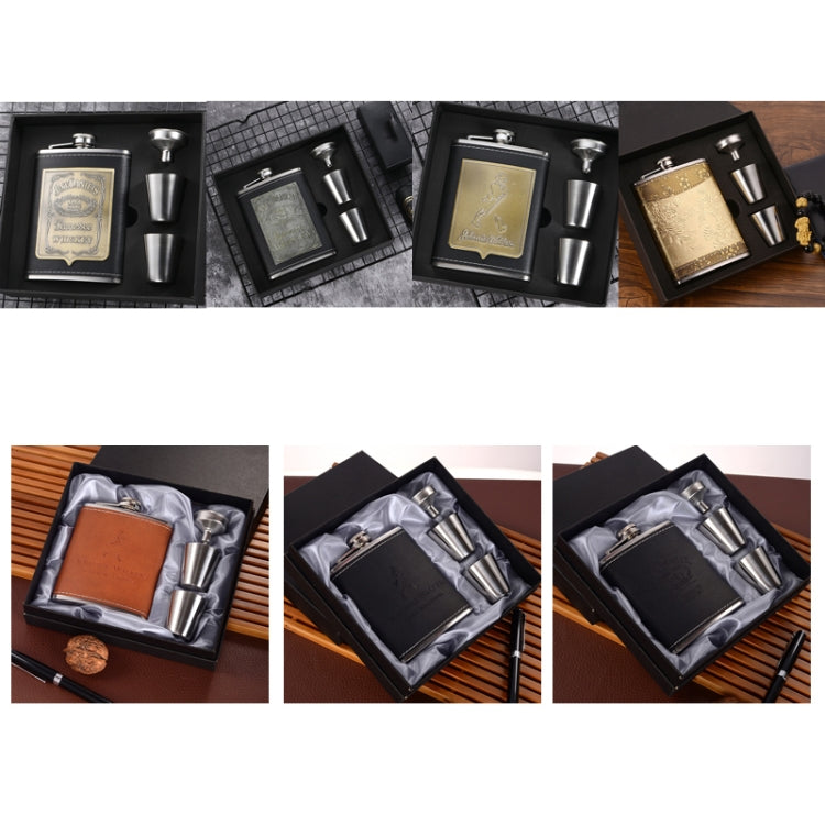 휴대용 스테인리스 스틸 힙 플라스크 세트 와인 잔 깔때기 포함, 스타일:, 8OZ 뉴 잭 패치 코어, 8OZ 올드 잭 패치 코어, 8OZ 올드 맨 패치 코어, 8OZ 옐로우 플로럴 패턴 코어, 7OZ 블랙 가죽 잭 그레이, 7OZ 옐로우 가죽 잭 올드 맨 그레이