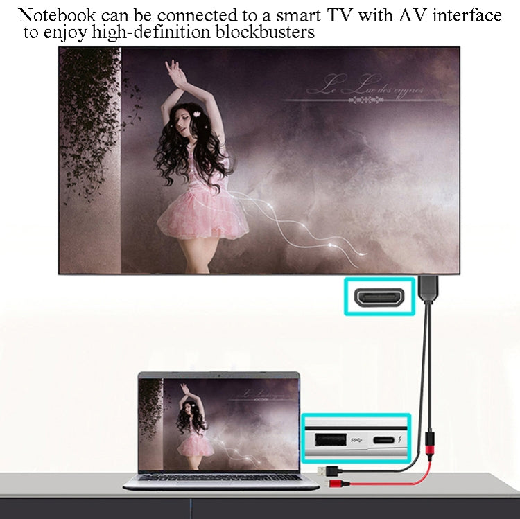 L3B 타입-C USB to HDMI 호환 오디오 전송 3-in-1 HD 케이블 TV 화면 연결기, L3B