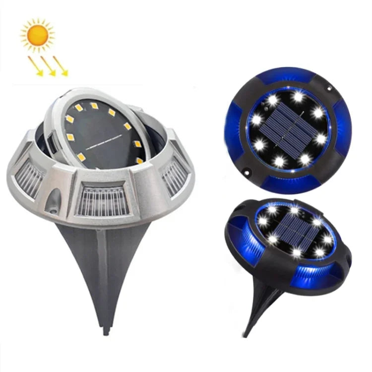 야외 태양광 지하등 회전 매립 잔디등, 사양:, 12 LED 백색+청색광 (알루미늄 케이스), 12 LED 온광+청색광 (알루미늄 케이스), 12 LED 백색+컬러광 (알루미늄 케이스), 12 LED 온광+컬러광 (알루미늄 케이스)