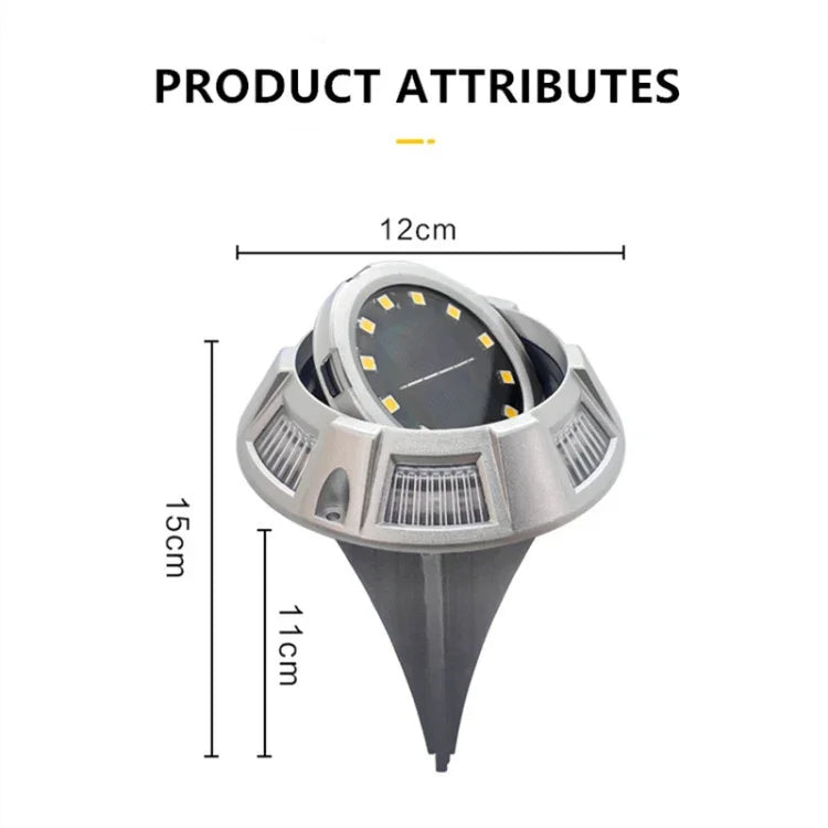 야외 태양광 지하등 회전 매립 잔디등, 사양:, 12 LED 백색+청색광 (알루미늄 케이스), 12 LED 온광+청색광 (알루미늄 케이스), 12 LED 백색+컬러광 (알루미늄 케이스), 12 LED 온광+컬러광 (알루미늄 케이스)