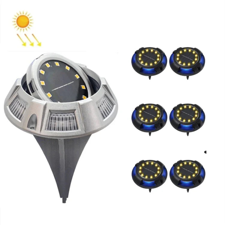 야외 태양광 지하등 회전 매립 잔디등, 사양:, 12 LED 백색+청색광 (알루미늄 케이스), 12 LED 온광+청색광 (알루미늄 케이스), 12 LED 백색+컬러광 (알루미늄 케이스), 12 LED 온광+컬러광 (알루미늄 케이스)