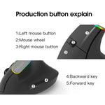 DELUX M618C 6키 1600 DPI RGB 수직 무선 블루투스 듀얼 모드 마우스, M618C(화이트), M618C(블랙)