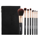 ZOREYA ZS744 7-in-1 메이크업 브러시 세트 뷰티 도구 브러시, 핑크 + 가방, 블랙 + 가방, 핑크 + 철제 상자, 블랙 + 철제 상자